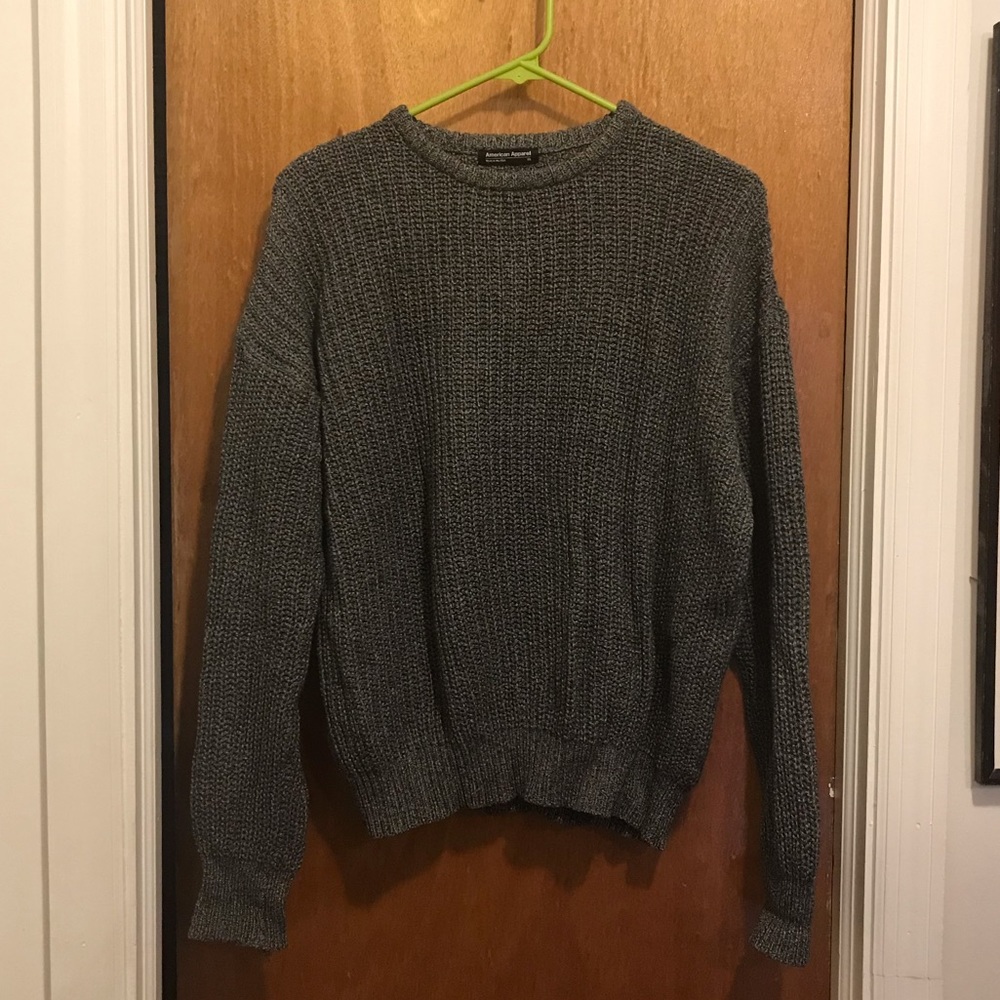 American apparel fisherman sweater chunky knit grey cozy cotton